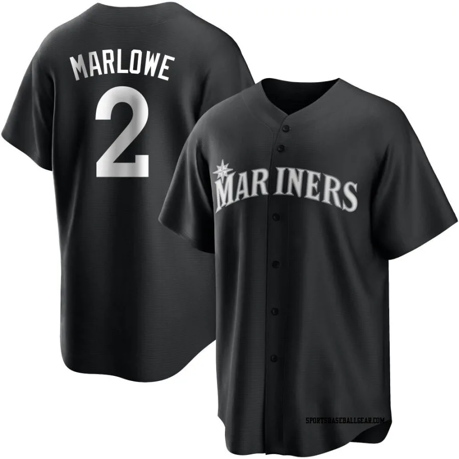 Cade Marlowe Men's Seattle Mariners Black/White Replica Jersey