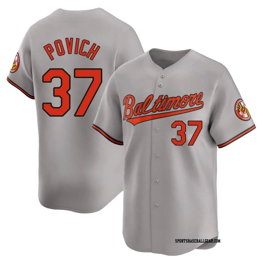 Cade Povich Men's Baltimore Orioles Gray Limited Road Jersey