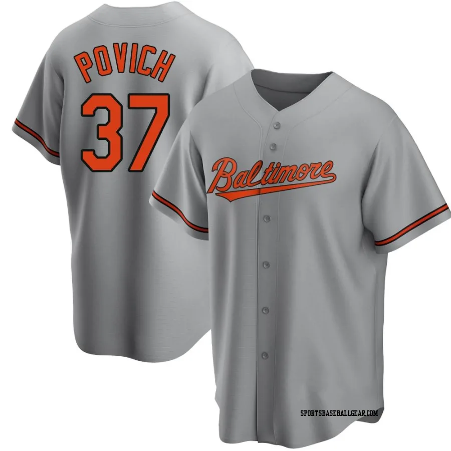 Cade Povich Men's Baltimore Orioles Gray Replica Road Jersey