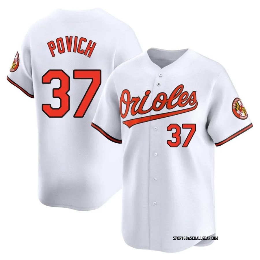 Cade Povich Men's Baltimore Orioles White Limited Home Jersey