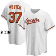 Cade Povich Men's Baltimore Orioles White Replica Home Jersey