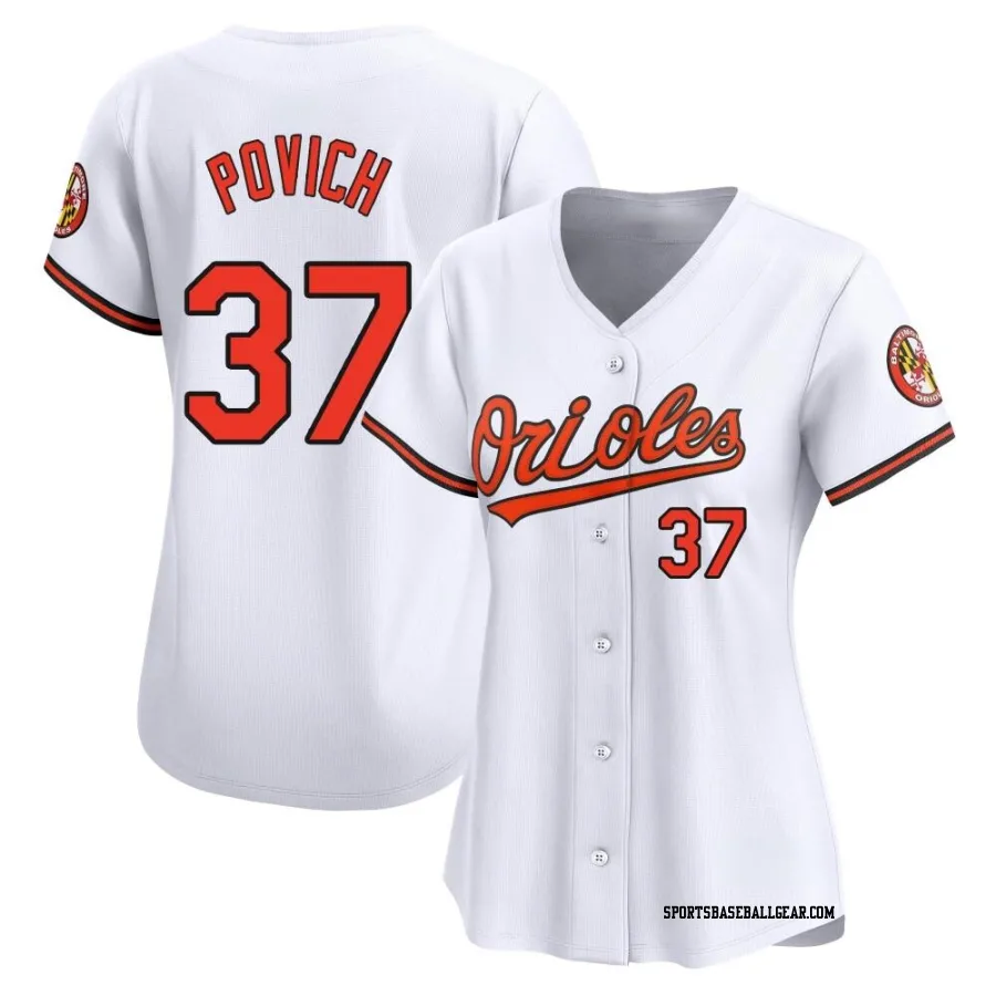 Cade Povich Women's Baltimore Orioles White Limited Home Jersey