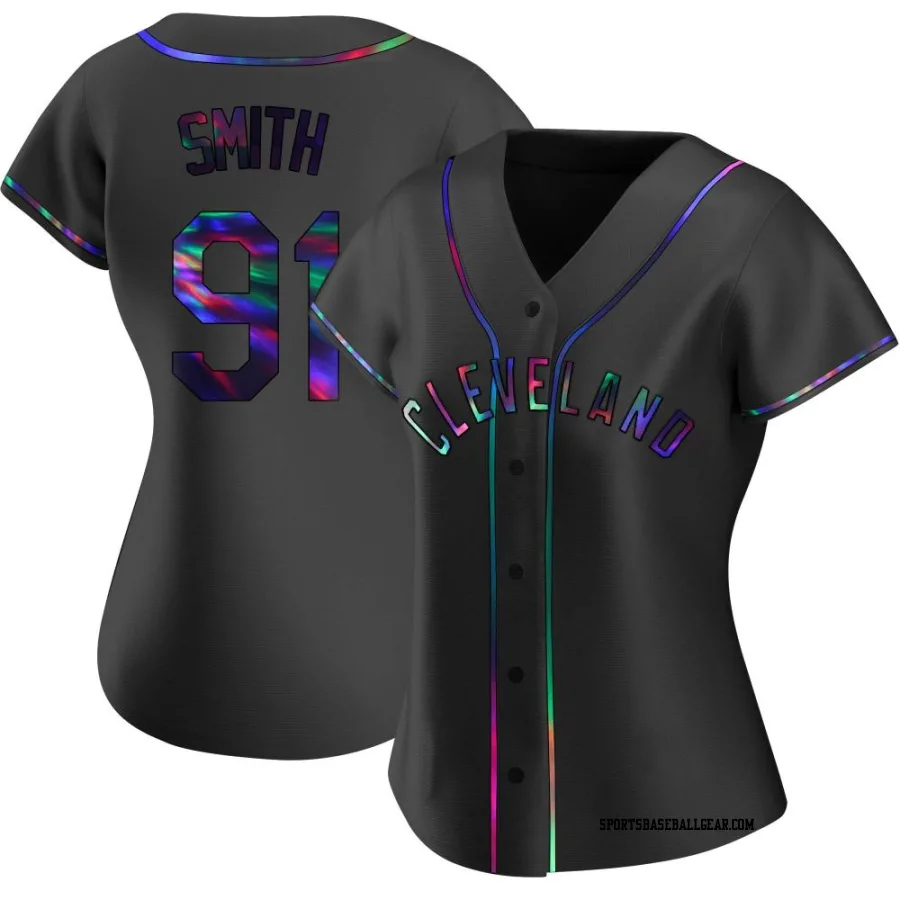 Cade Smith Women's Cleveland Guardians Black Holographic Replica Alternate Jersey