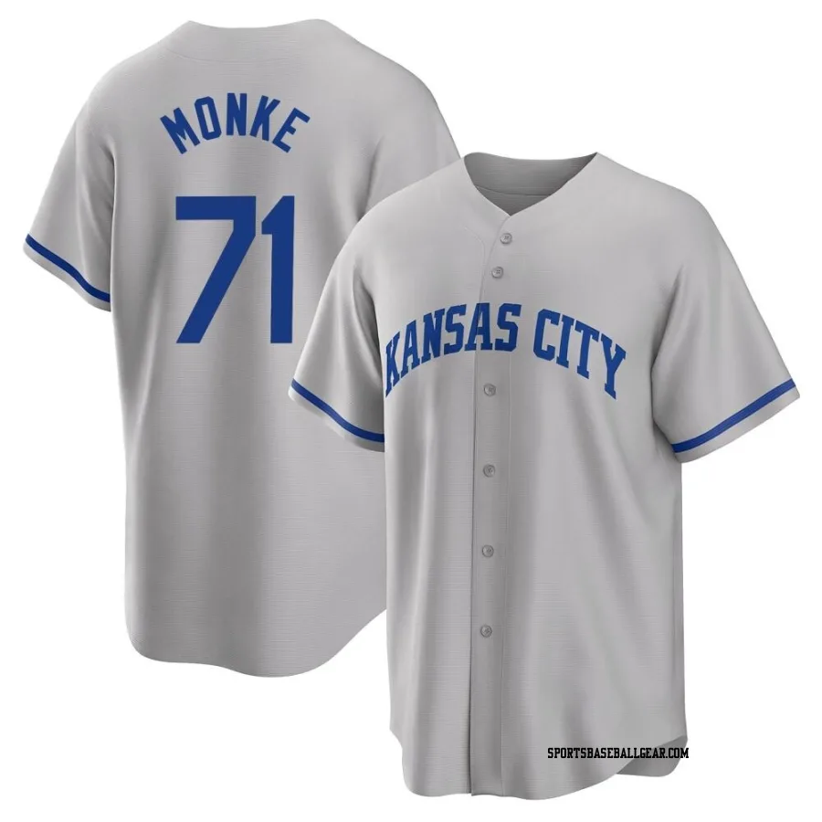 Caden Monke Youth Kansas City Royals Gray Replica 2022 Road Jersey