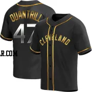 Cal Quantrill Men's Cleveland Guardians Black Golden Replica Alternate Jersey