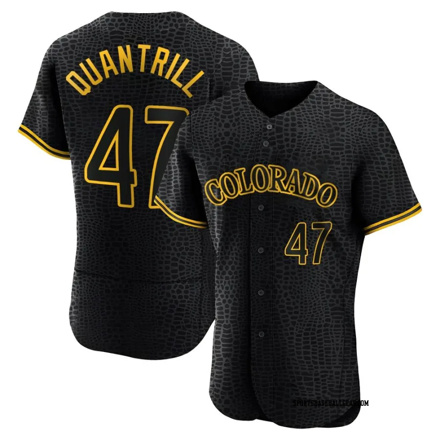 Cal Quantrill Men's Colorado Rockies Black Authentic Snake Skin City Jersey