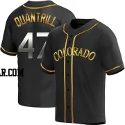 Cal Quantrill Youth Colorado Rockies Black Golden Replica Alternate Jersey