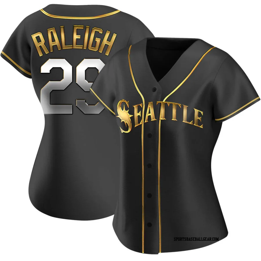 Cal Raleigh Women's Seattle Mariners Black Golden Replica Alternate Jersey