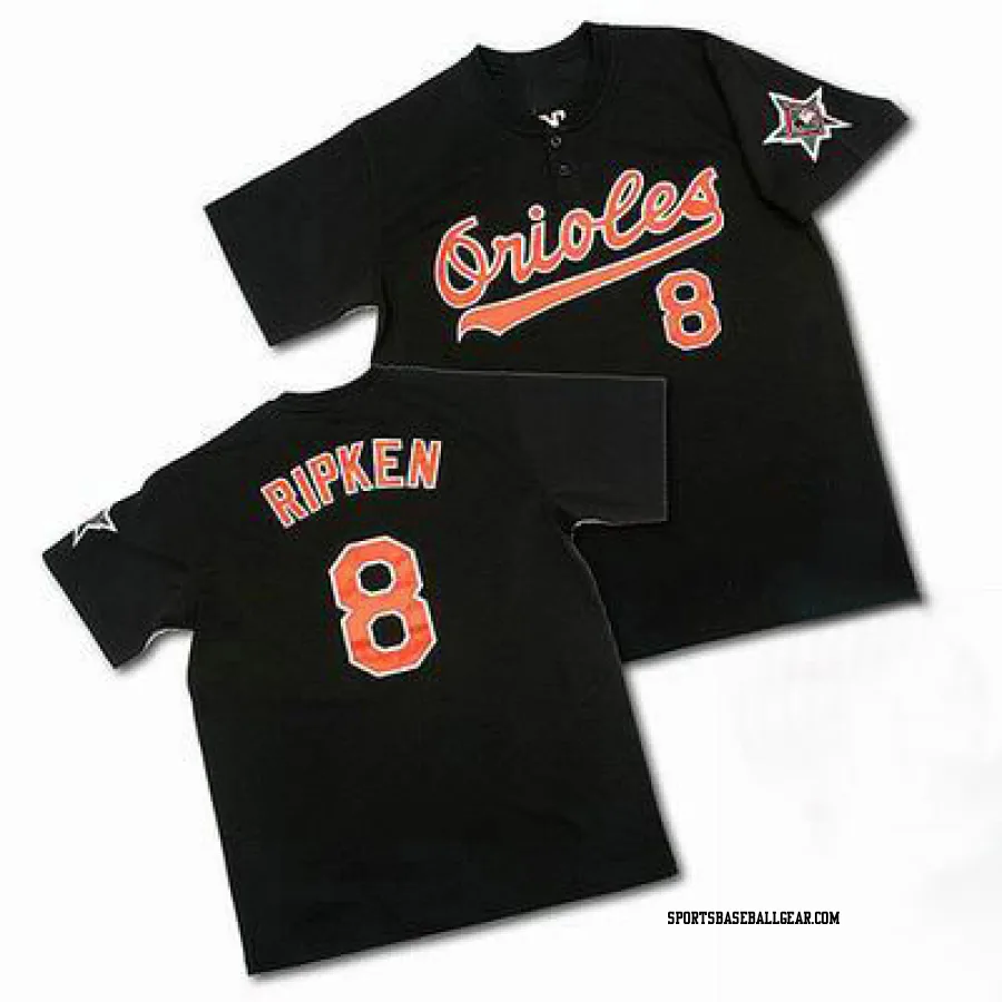 Cal Ripken Men's Baltimore Orioles Black Authentic Throwback Jersey