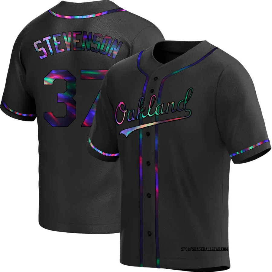 Cal Stevenson Men's Oakland Athletics Black Holographic Replica Alternate Jersey