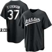 Cal Stevenson Men's Oakland Athletics Black/White Replica Jersey