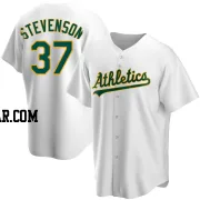 Cal Stevenson Men's Oakland Athletics White Replica Home Jersey