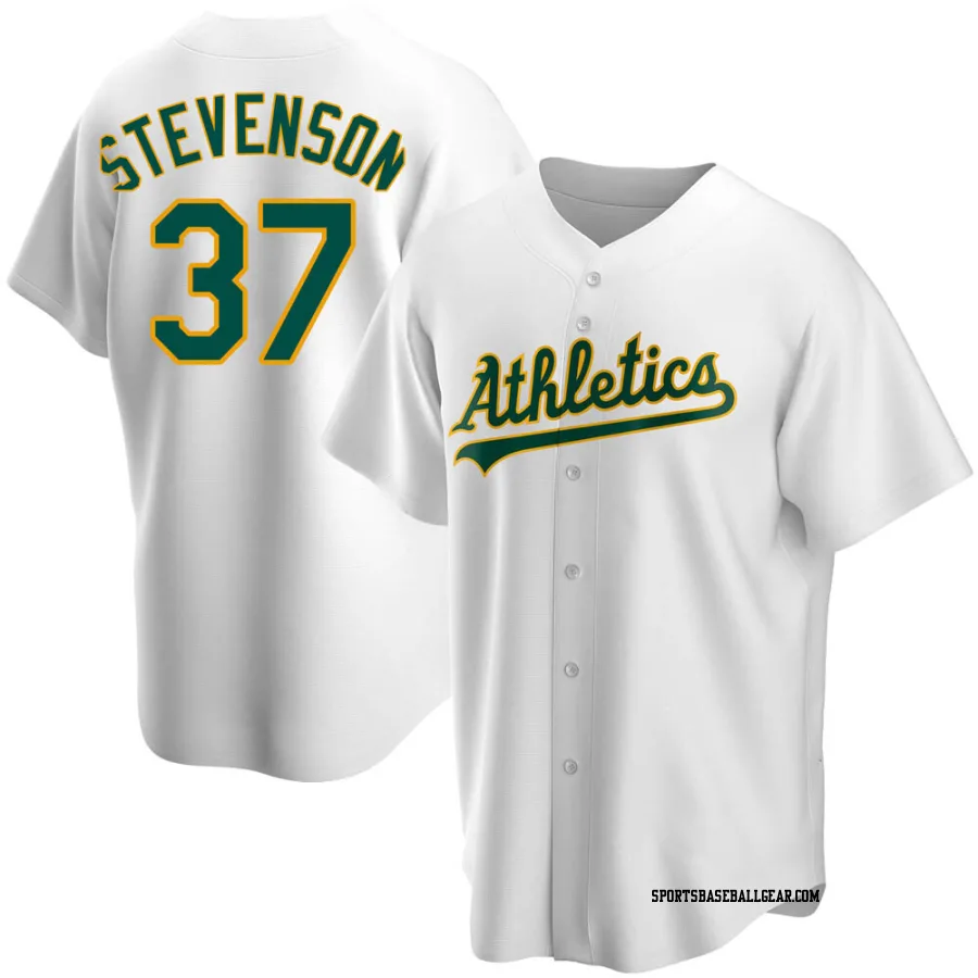 Cal Stevenson Men's Oakland Athletics White Replica Home Jersey