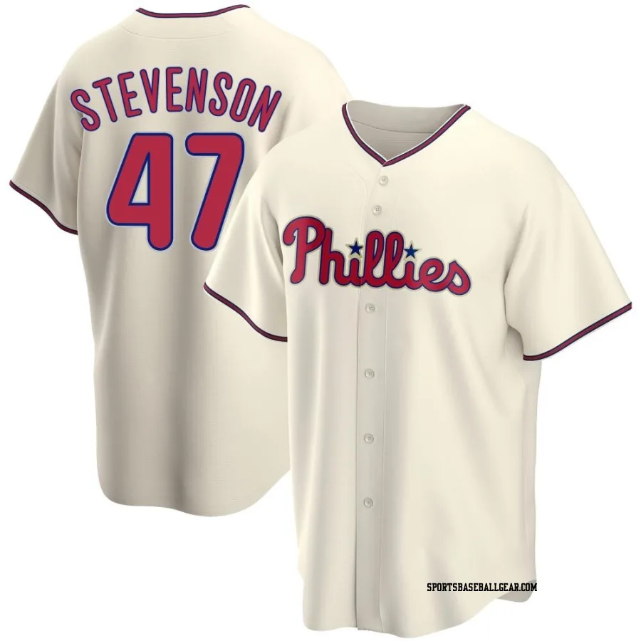 Cal Stevenson Men's Philadelphia Phillies Cream Replica Alternate Jersey