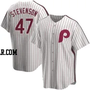 Cal Stevenson Men's Philadelphia Phillies White Replica Home Cooperstown Collection Jersey