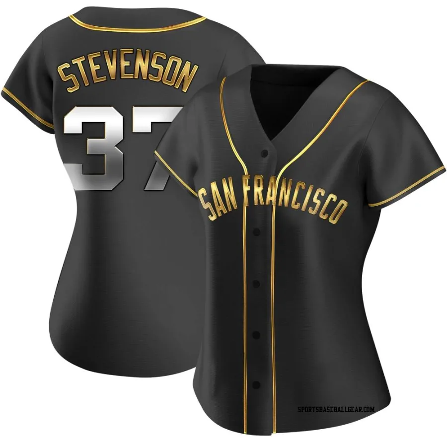 Cal Stevenson Women's San Francisco Giants Black Golden Replica Alternate Jersey