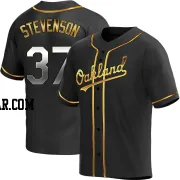 Cal Stevenson Youth Oakland Athletics Black Golden Replica Alternate Jersey