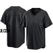 Cal Stevenson Youth Philadelphia Phillies Black Replica Pitch Fashion Jersey