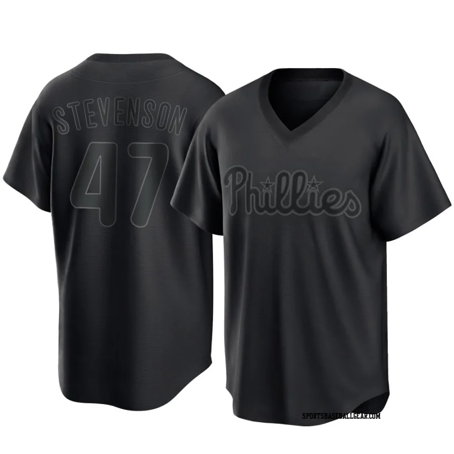 Cal Stevenson Youth Philadelphia Phillies Black Replica Pitch Fashion Jersey