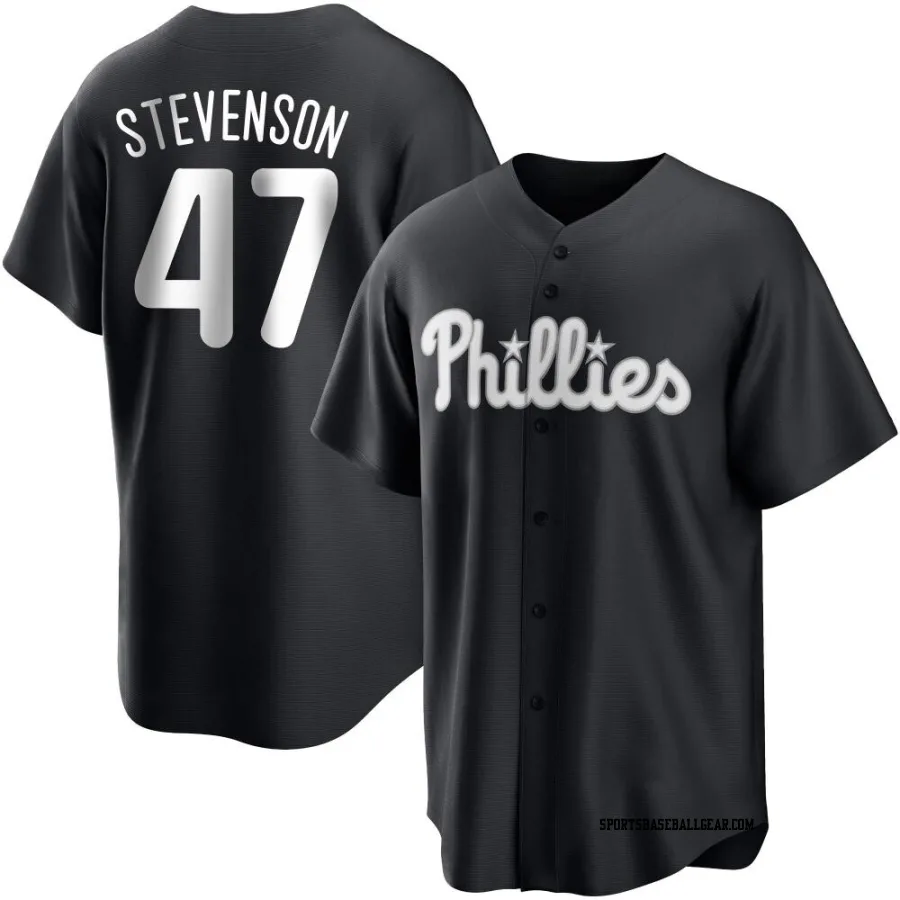 Cal Stevenson Youth Philadelphia Phillies Black/White Replica Jersey