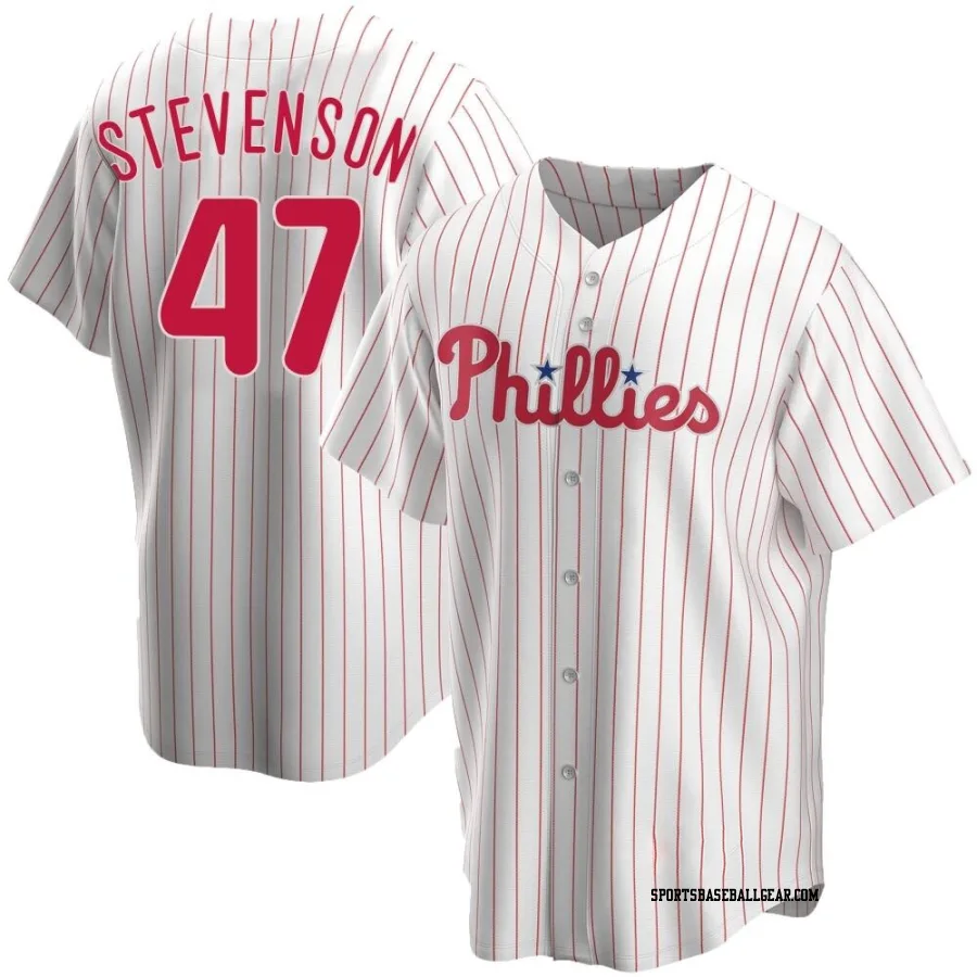 Cal Stevenson Youth Philadelphia Phillies White Replica Home Jersey