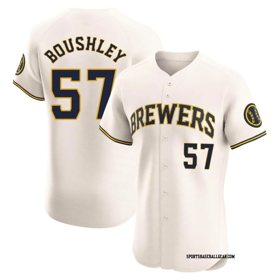 Caleb Boushley Men's Milwaukee Brewers Cream Elite Home Jersey