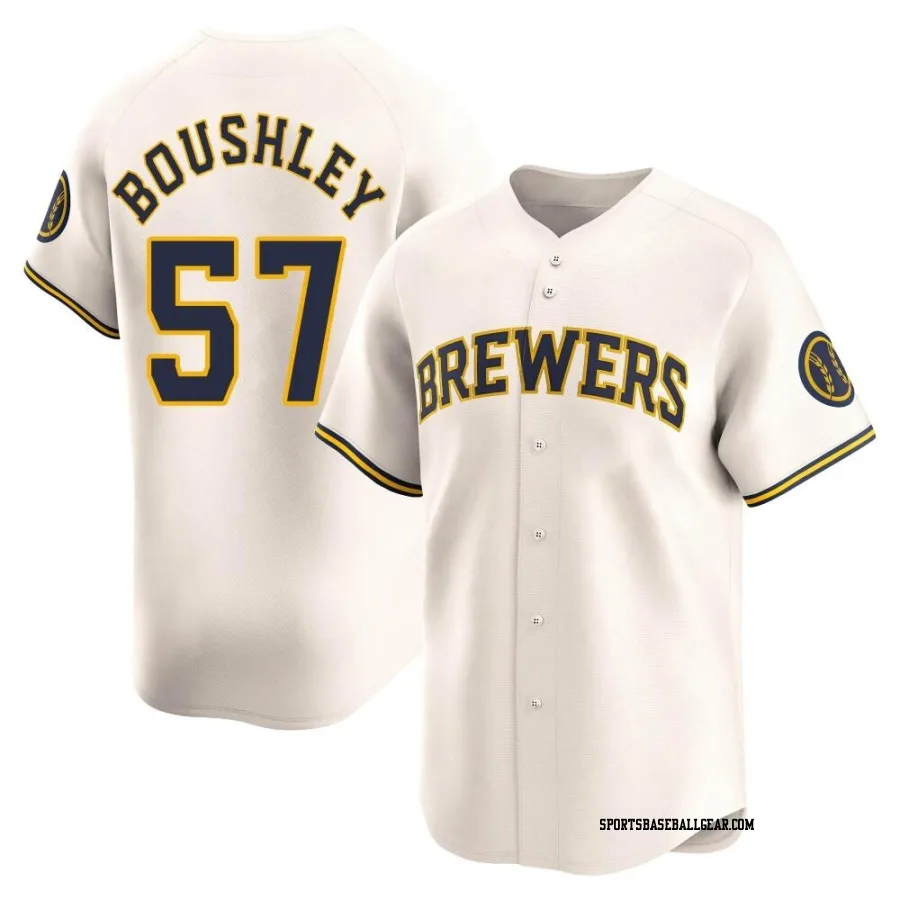 Caleb Boushley Men's Milwaukee Brewers Cream Limited Home Jersey