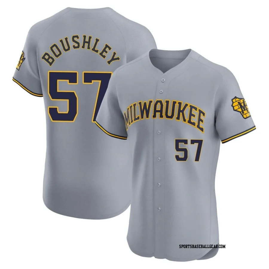 Caleb Boushley Men's Milwaukee Brewers Gray Elite Road Jersey