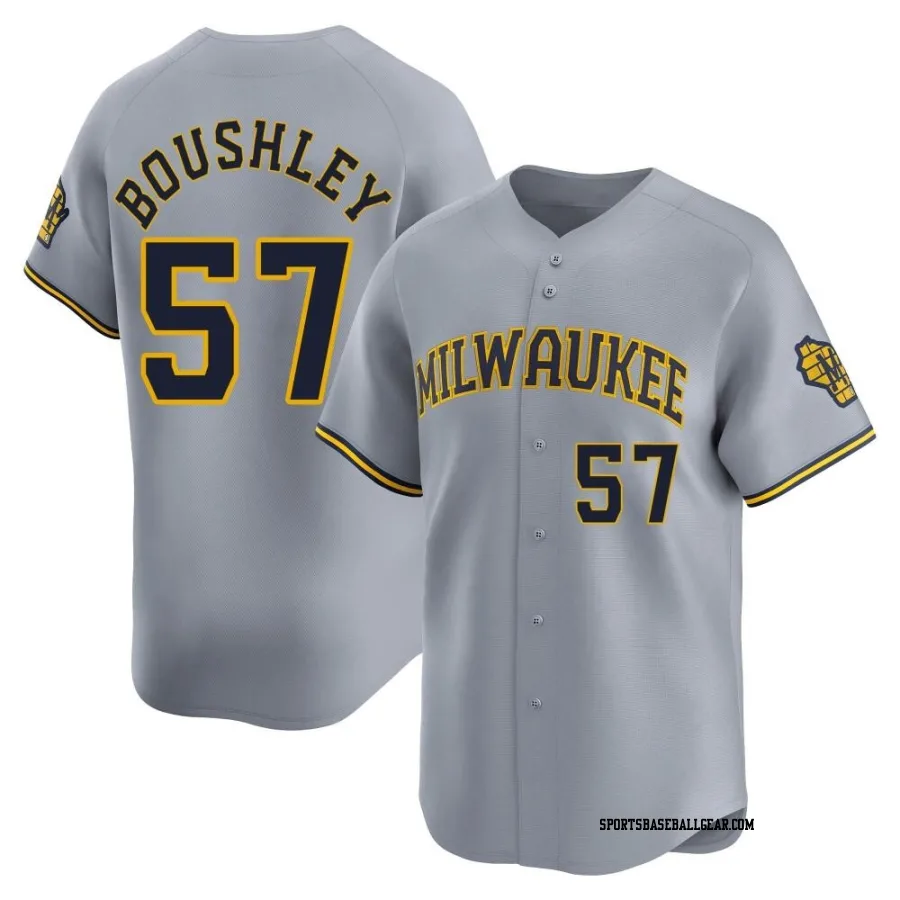 Caleb Boushley Men's Milwaukee Brewers Gray Limited Away Jersey