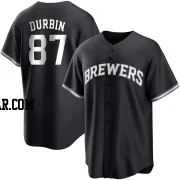 Caleb Durbin Men's Milwaukee Brewers Black/White Replica Jersey