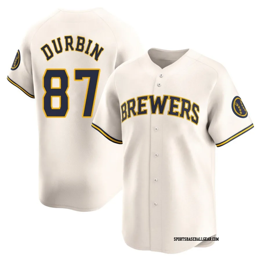 Caleb Durbin Men's Milwaukee Brewers Cream Limited Home Jersey