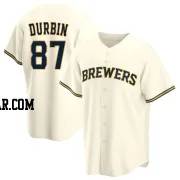 Caleb Durbin Men's Milwaukee Brewers Cream Replica Home Jersey