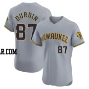 Caleb Durbin Men's Milwaukee Brewers Gray Elite Road Jersey