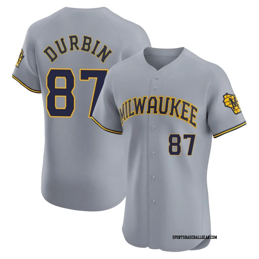 Caleb Durbin Men's Milwaukee Brewers Gray Elite Road Jersey