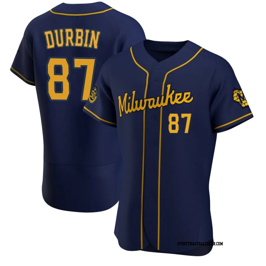 Caleb Durbin Men's Milwaukee Brewers Navy Authentic Alternate Jersey