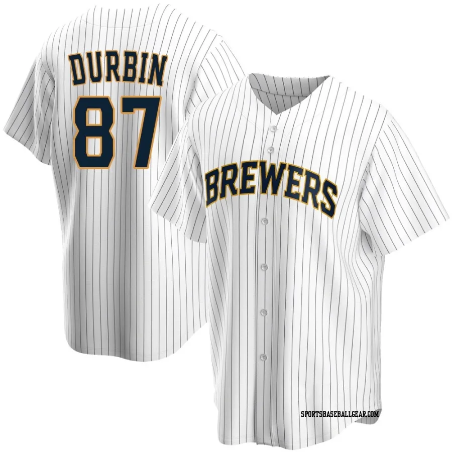 Caleb Durbin Men's Milwaukee Brewers White Replica Home Jersey