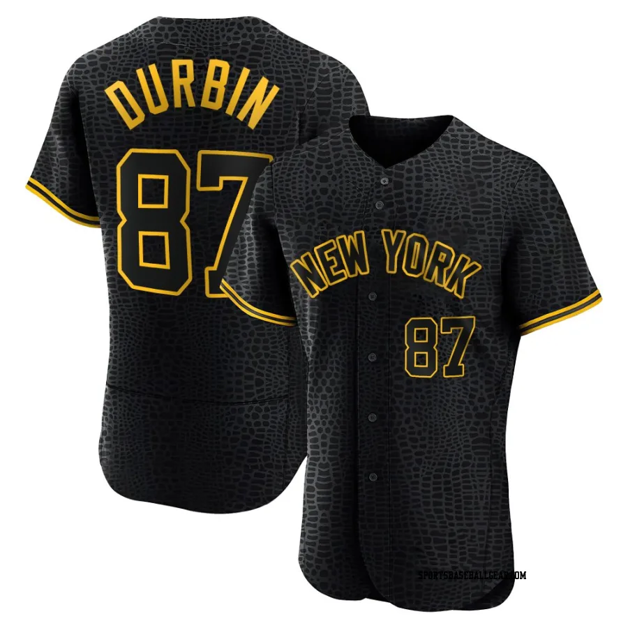 Caleb Durbin Men's New York Yankees Black Authentic Snake Skin City Jersey