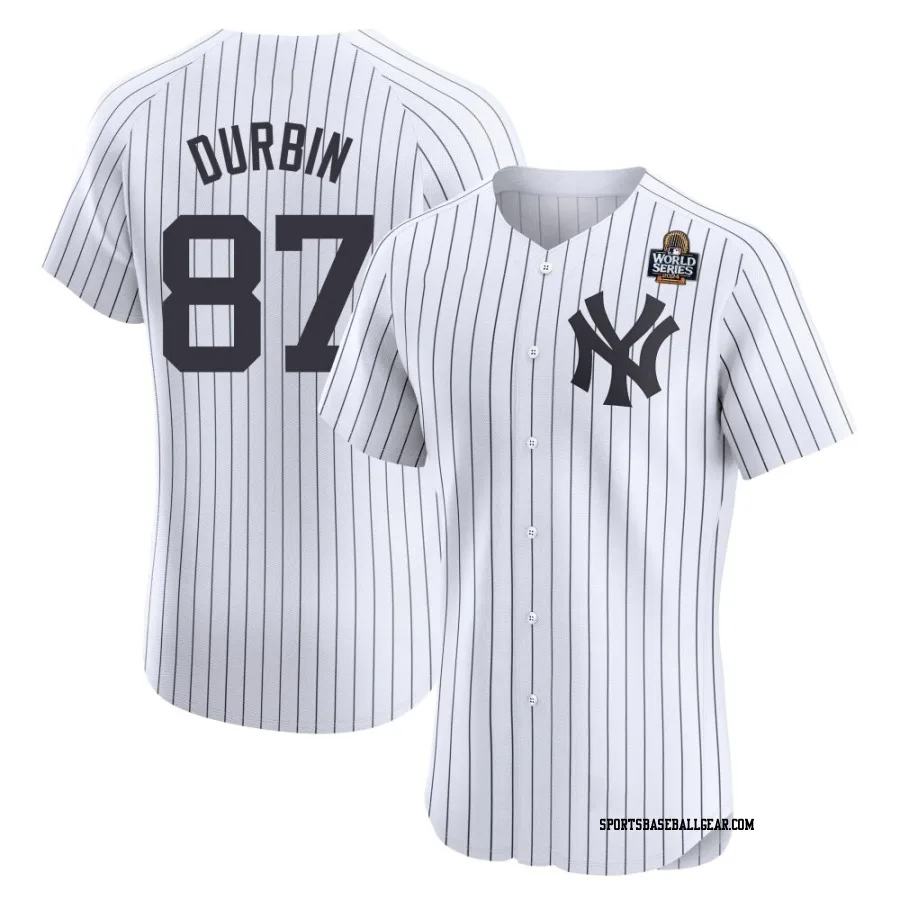 Caleb Durbin Men's New York Yankees White Elite Home 2024 World Series Jersey