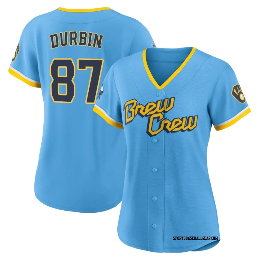 Caleb Durbin Women's Milwaukee Brewers Blue Authentic Powder 2022 City Connect Jersey