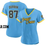 Caleb Durbin Women's Milwaukee Brewers Blue Replica Powder 2022 City Connect Jersey