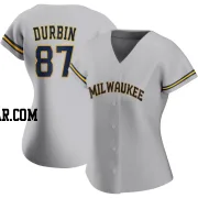 Caleb Durbin Women's Milwaukee Brewers Gray Authentic Road Jersey