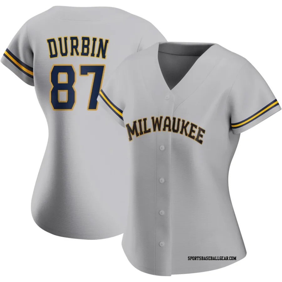 Caleb Durbin Women's Milwaukee Brewers Gray Authentic Road Jersey