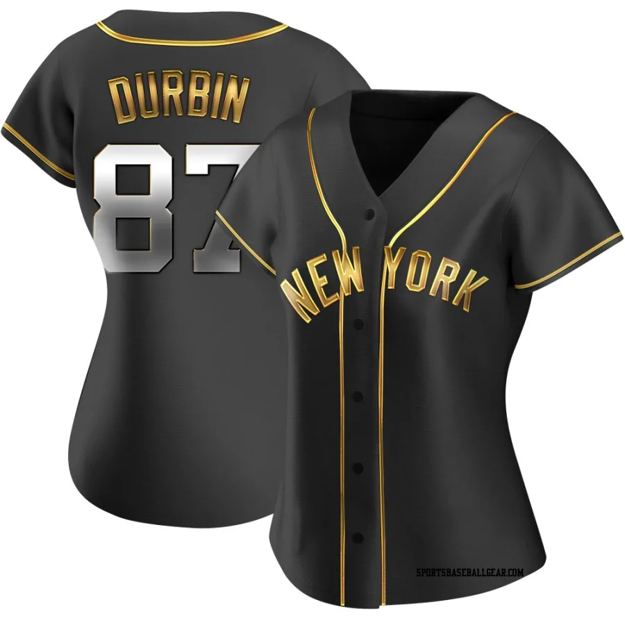 Caleb Durbin Women's New York Yankees Black Golden Replica Alternate Jersey