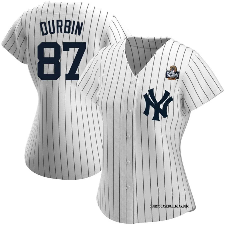 Caleb Durbin Women's New York Yankees White Authentic Home Name 2024 World Series Jersey