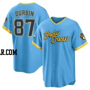 Caleb Durbin Youth Milwaukee Brewers Blue Replica Powder 2022 City Connect Jersey