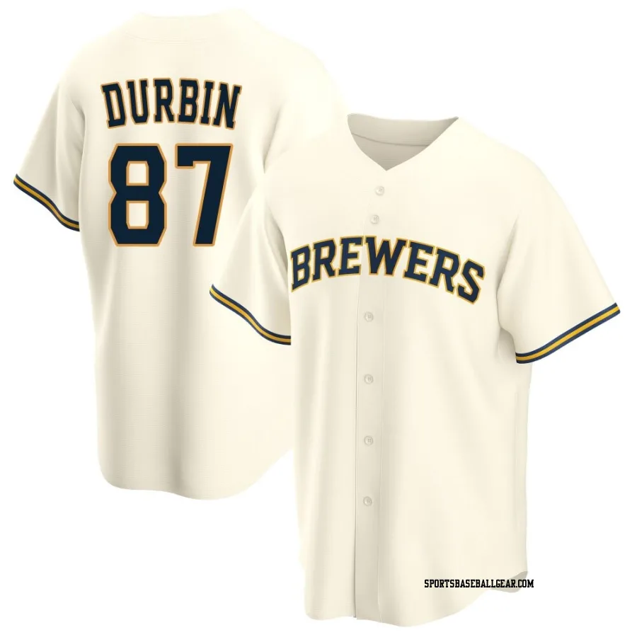 Caleb Durbin Youth Milwaukee Brewers Cream Replica Home Jersey