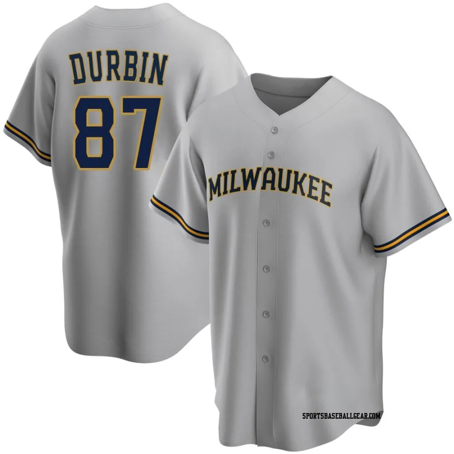 Caleb Durbin Youth Milwaukee Brewers Gray Replica Road Jersey