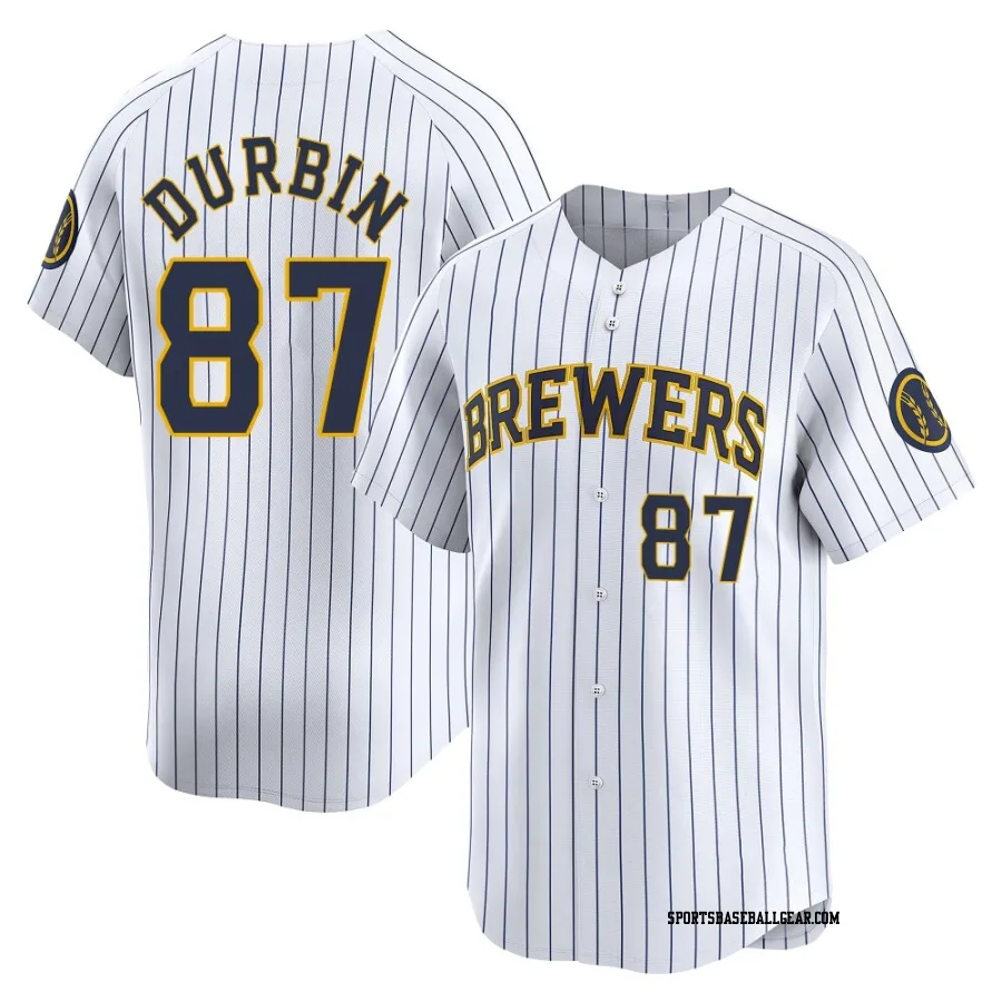 Caleb Durbin Youth Milwaukee Brewers White Limited Alternate Jersey