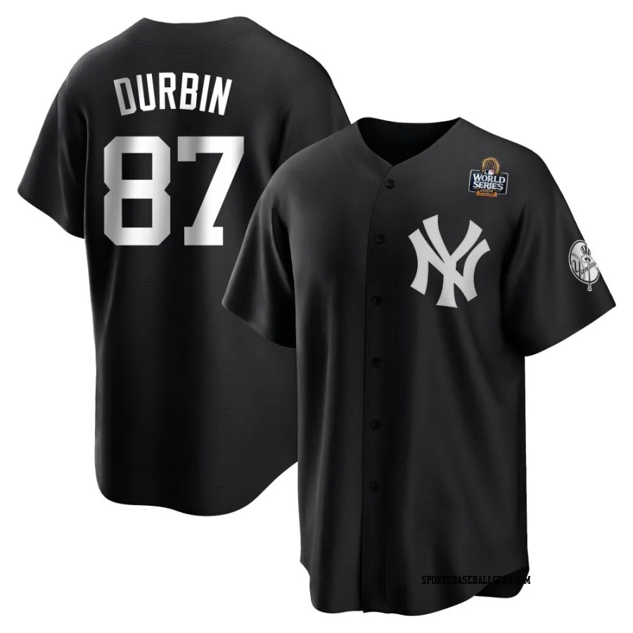 Caleb Durbin Youth New York Yankees Black/White Replica 2024 World Series Jersey