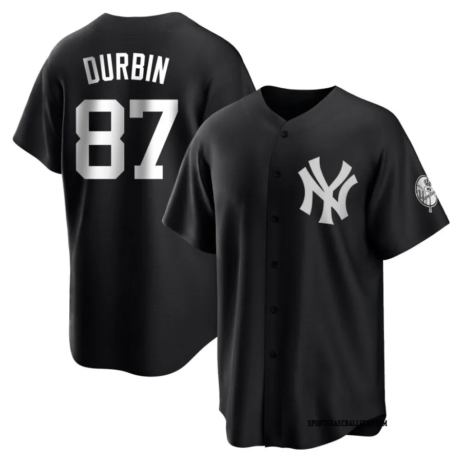 Caleb Durbin Youth New York Yankees Black/White Replica Jersey